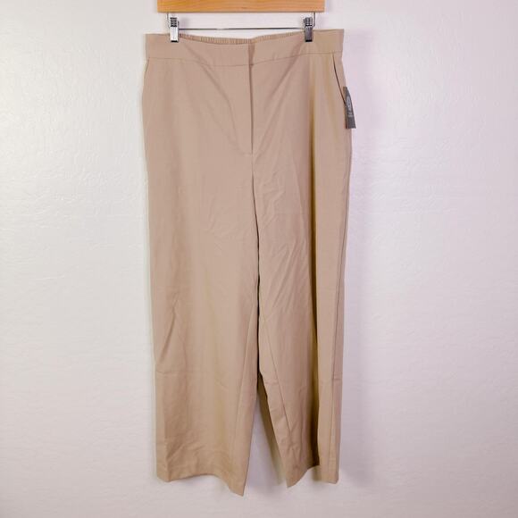 Vince Camuto Elastic Waist Wide Leg Dress Pants Trousers Oxford Tan Size 16 NWT - Picture 1 of 9
